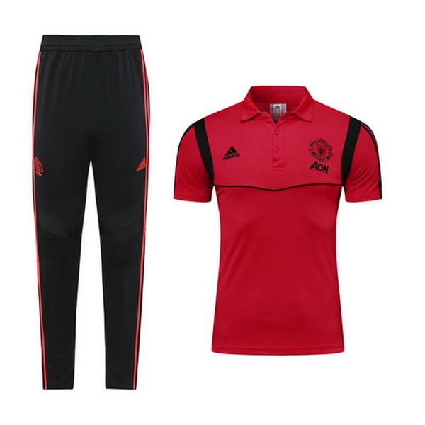 Polo Conjunto Completo Manchester United 2019/20 Borgona Negro